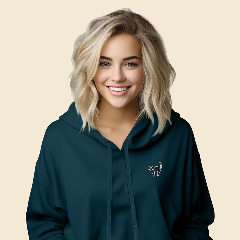 Cropped Hoodie - Cozy and Chic with a Cat Twist – Dalix
