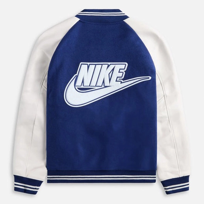 Nike x Nigo Nrg Blue & White Varsity Jacket With Leather Sleeves