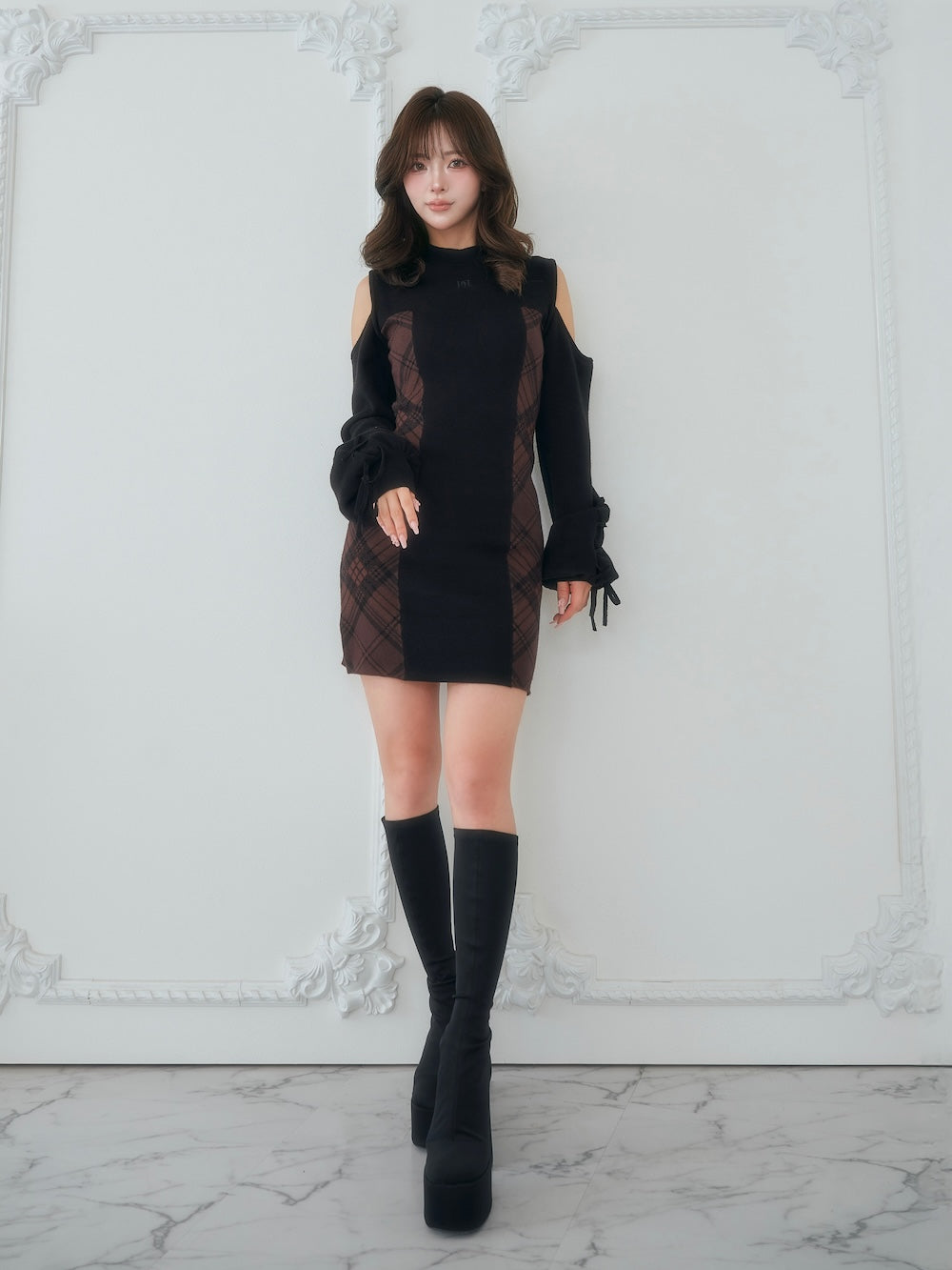 サイドチェックニットミニワンピース – Darich (ダーリッチ)
