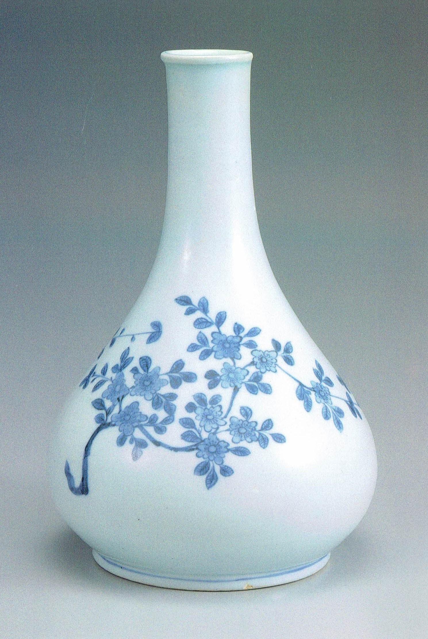 李朝青花白磁透雕卍紋筆筒』 出版掲載品 李氏朝鮮 箱付 修理痕有 李朝