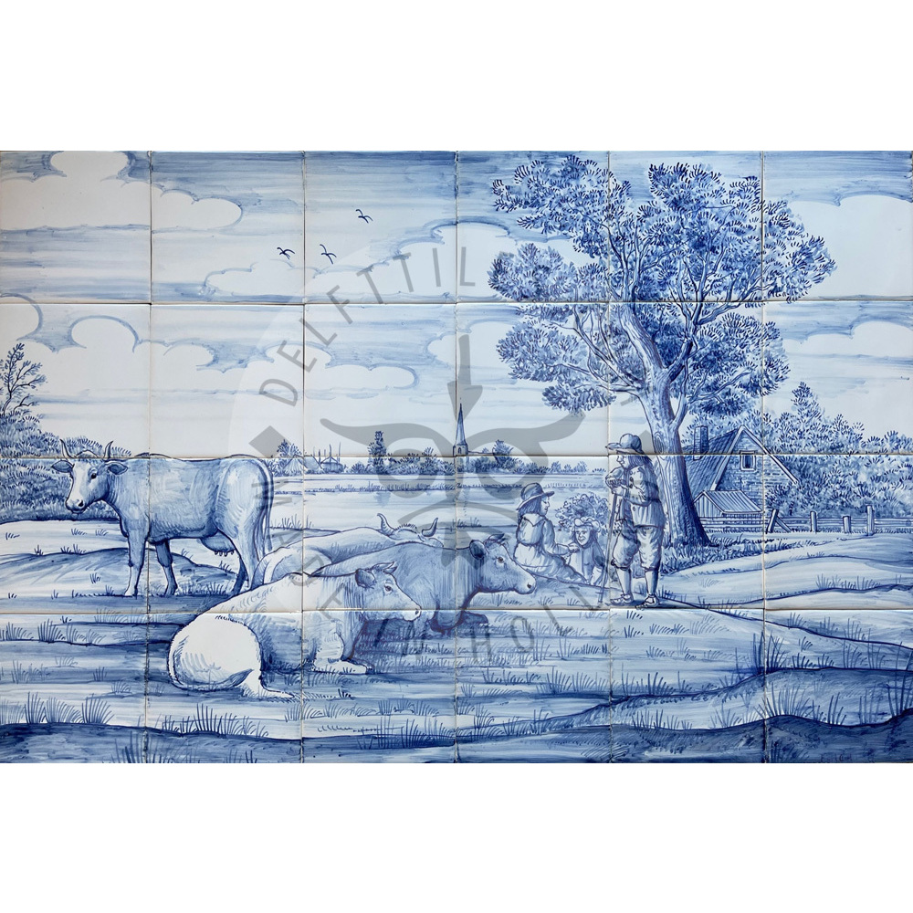 Landscape tile Mural 6x4 tiles (L24c) - Delft Tiles