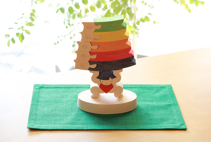 鯉のぼりを揚げる金太（小）】 木のおもちゃデポー