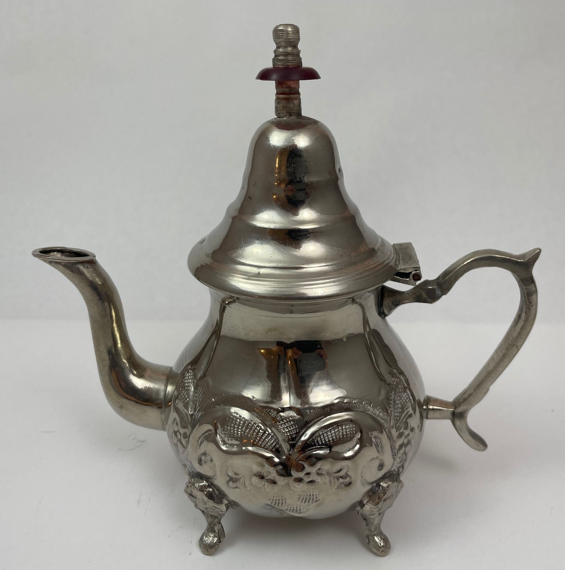 Vintage Moroccan Metal Silver Plated Tea Pot - E-mosaik