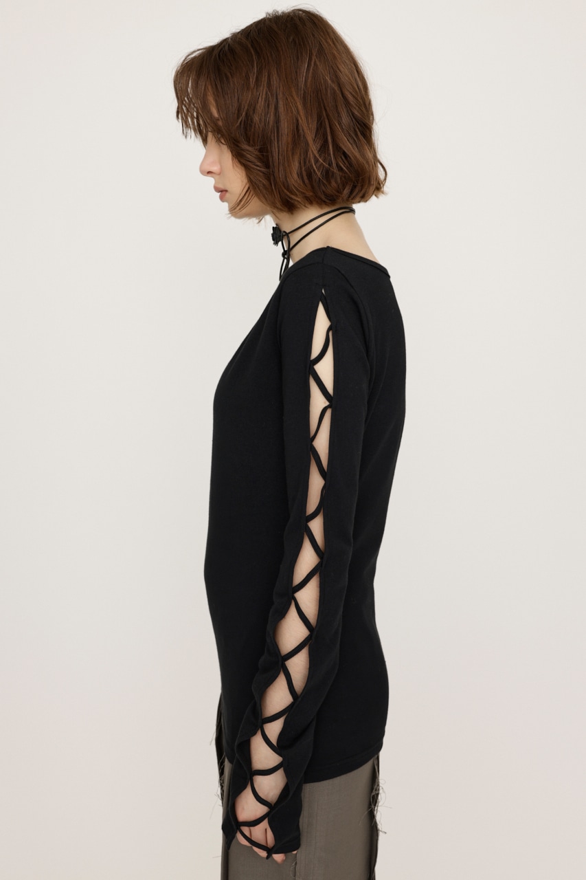 SLY | LACE UP SLEEVE CUT トップス (Tシャツ・カットソー(長袖