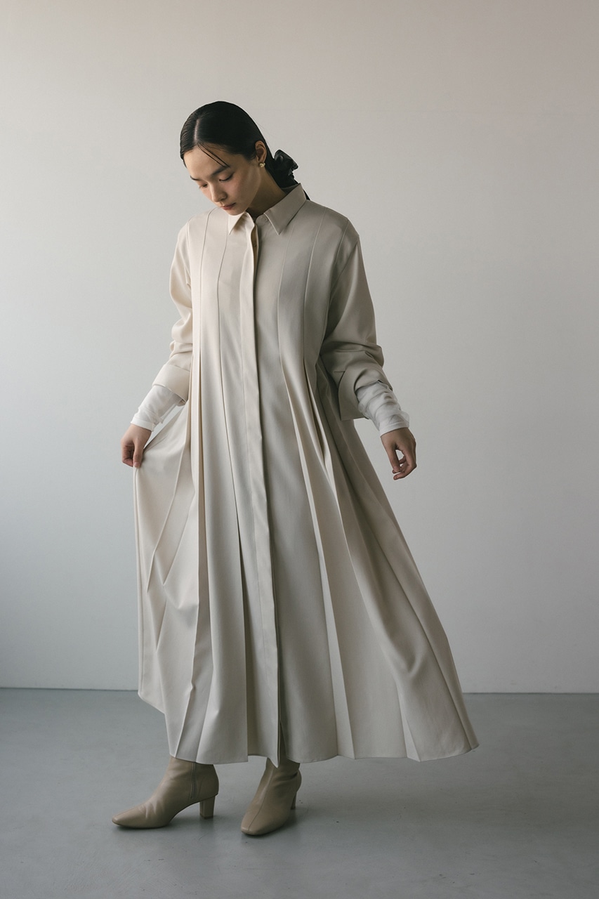 STYLEMIXER | ワイドプリーツシャツワンピース (ワンピース(ロング