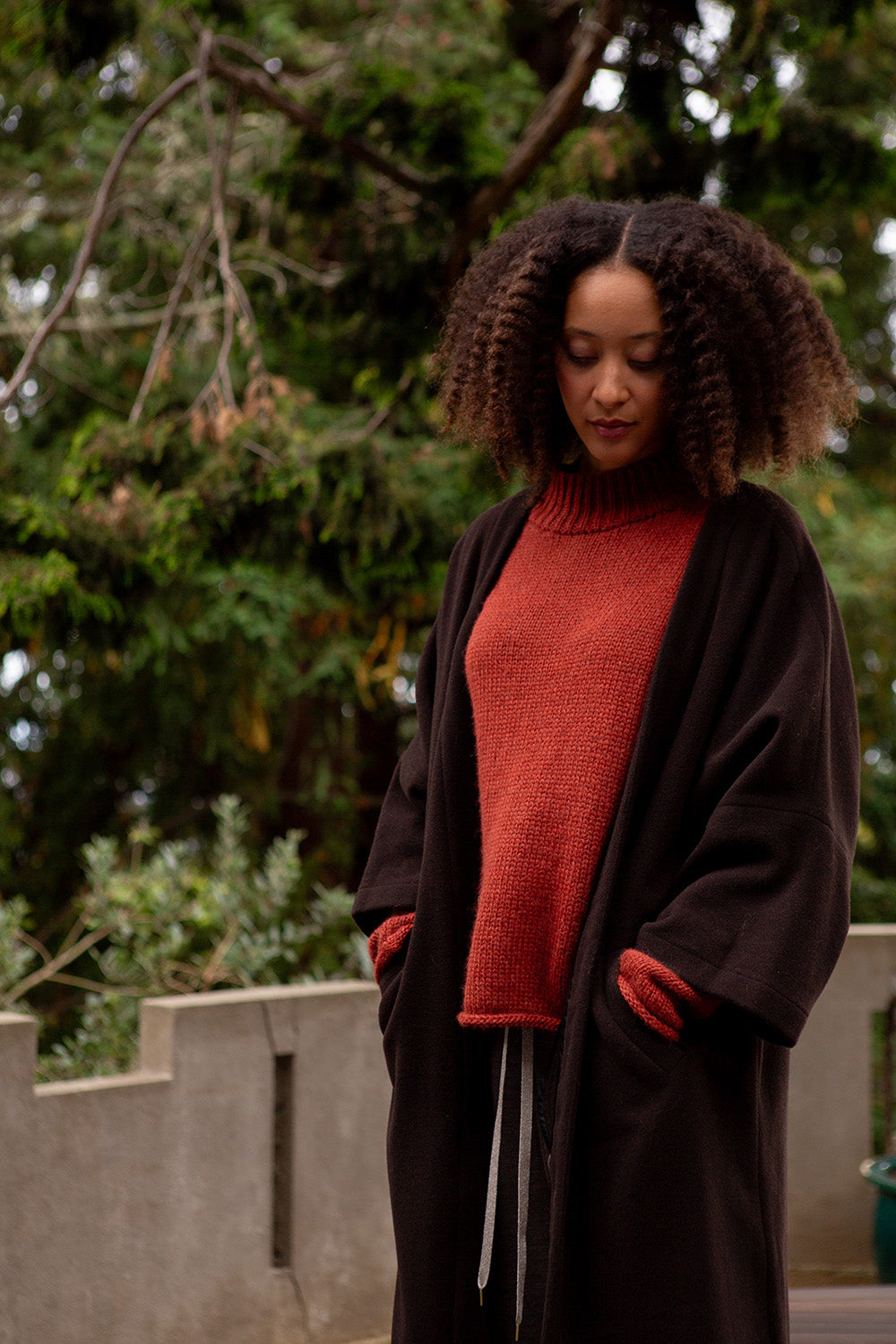 Clyde Alpaca Wool Coat In Nocino