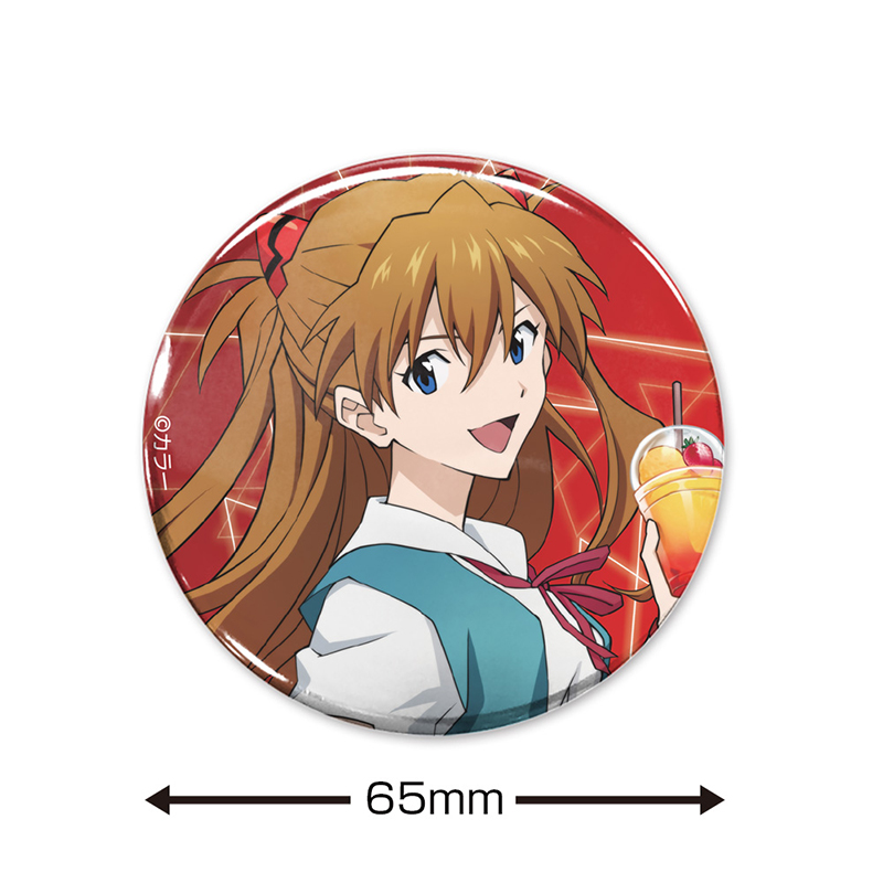 エヴァンゲリオン描きおろし式波・アスカ・ラングレー65mm缶バッジ制服