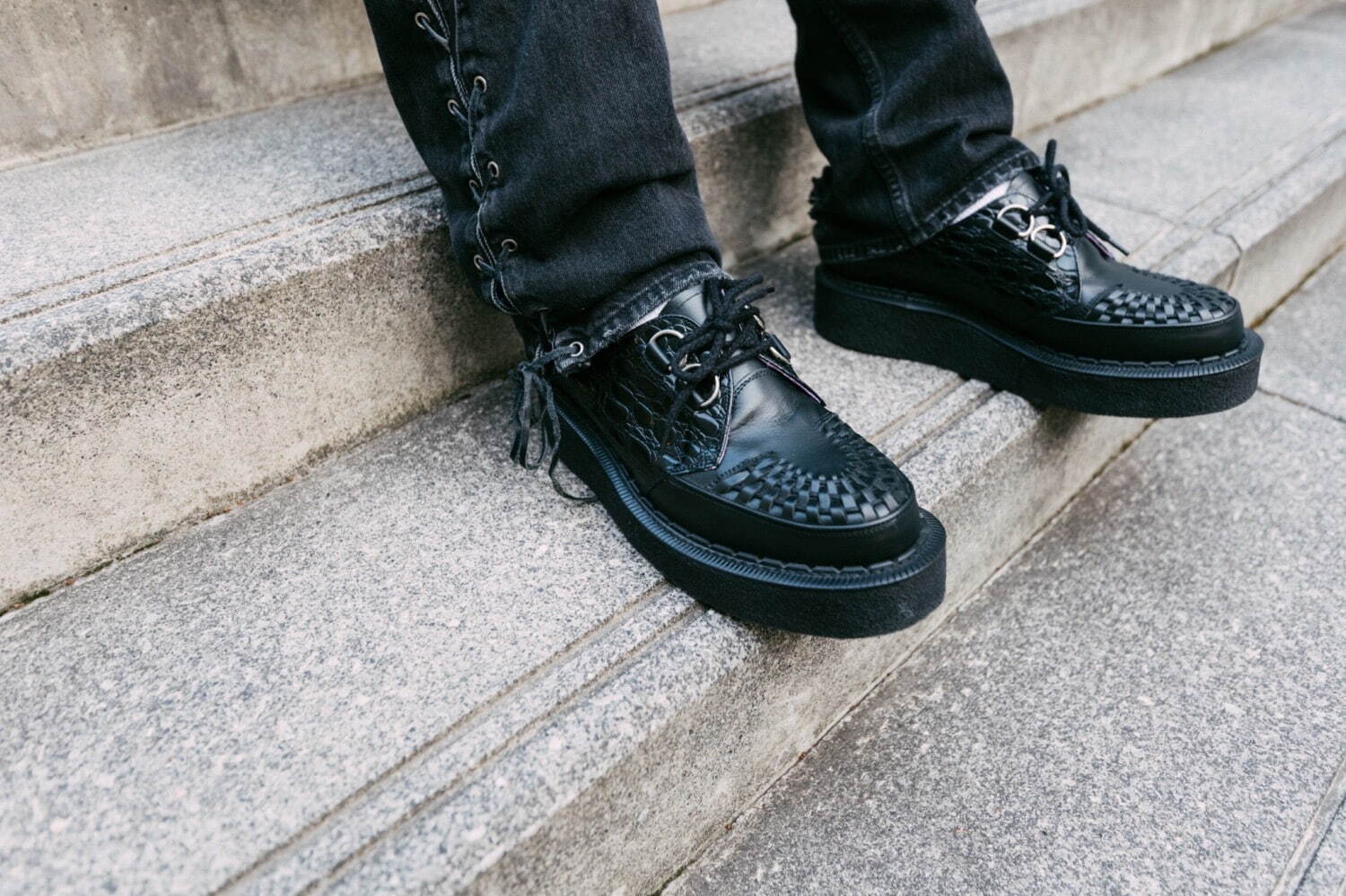 コンダクター×ジョージコックス“異素材オールブラック”ラバーソール