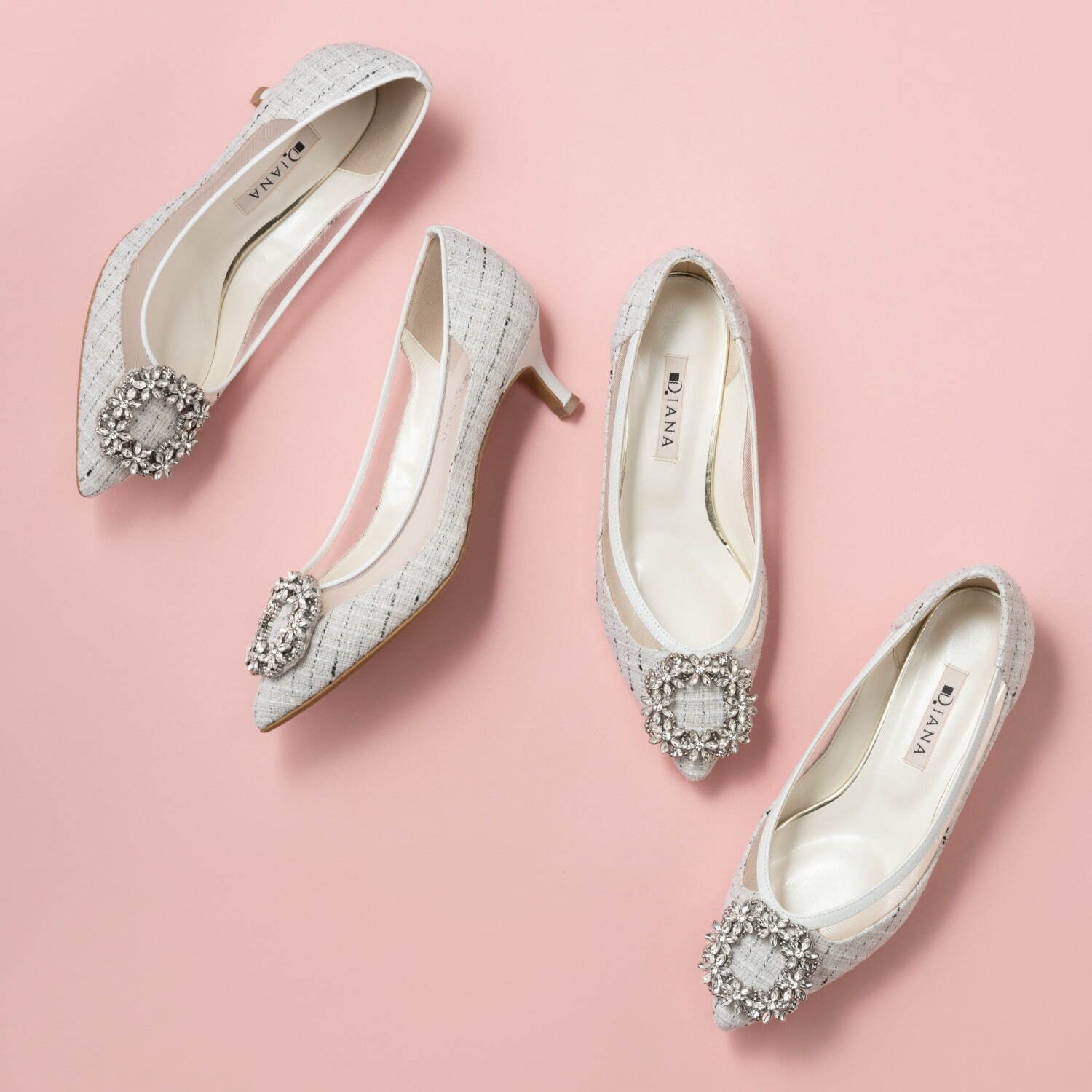 ダイアナ、ビジューとツイード煌めく限定パンプス＆フラットシューズが