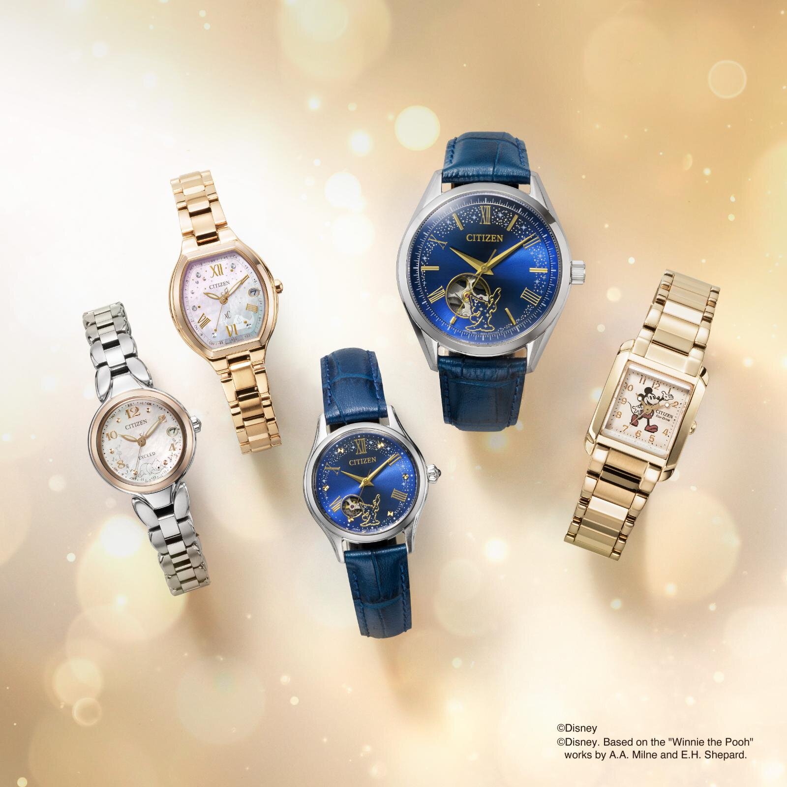 シチズンのディズニーウォッチ、「プーさん」寝転ぶ白蝶貝文字盤