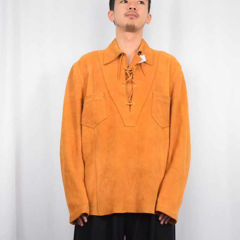 60s 60年代 70s 70年代 スエード レースアップ プルオーバー