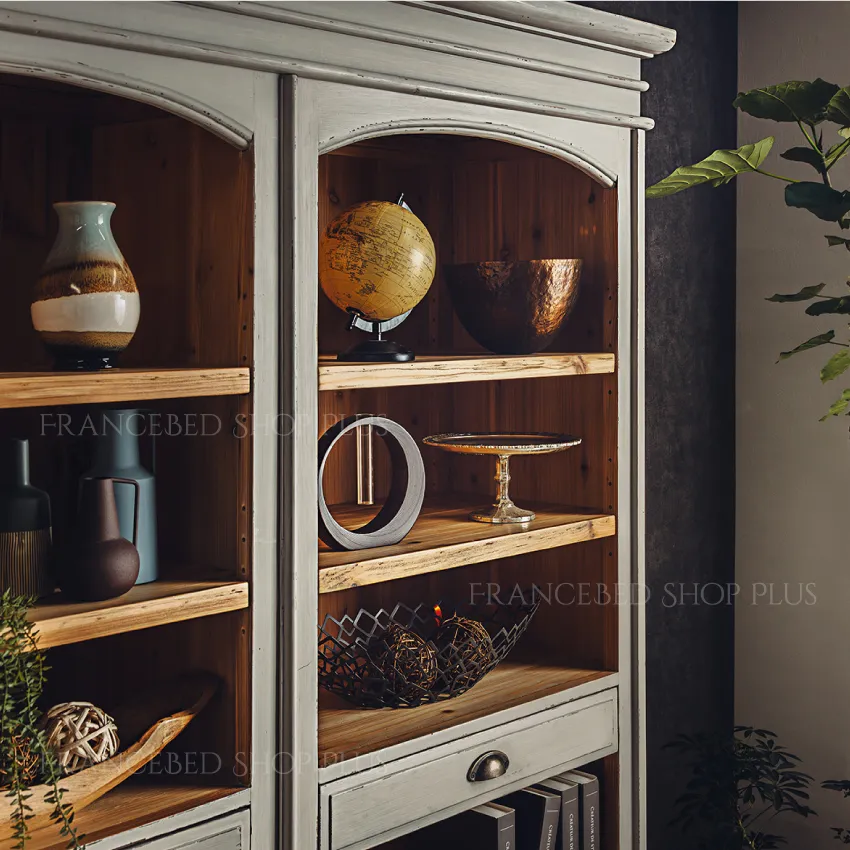 アンティーク調 フレンチカントリーシェルフ 棚 収納棚 本棚 シャビー