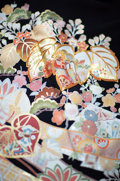 正絹 留袖 レンタル 五つ紋 120089 手描友禅 桐に桂帯