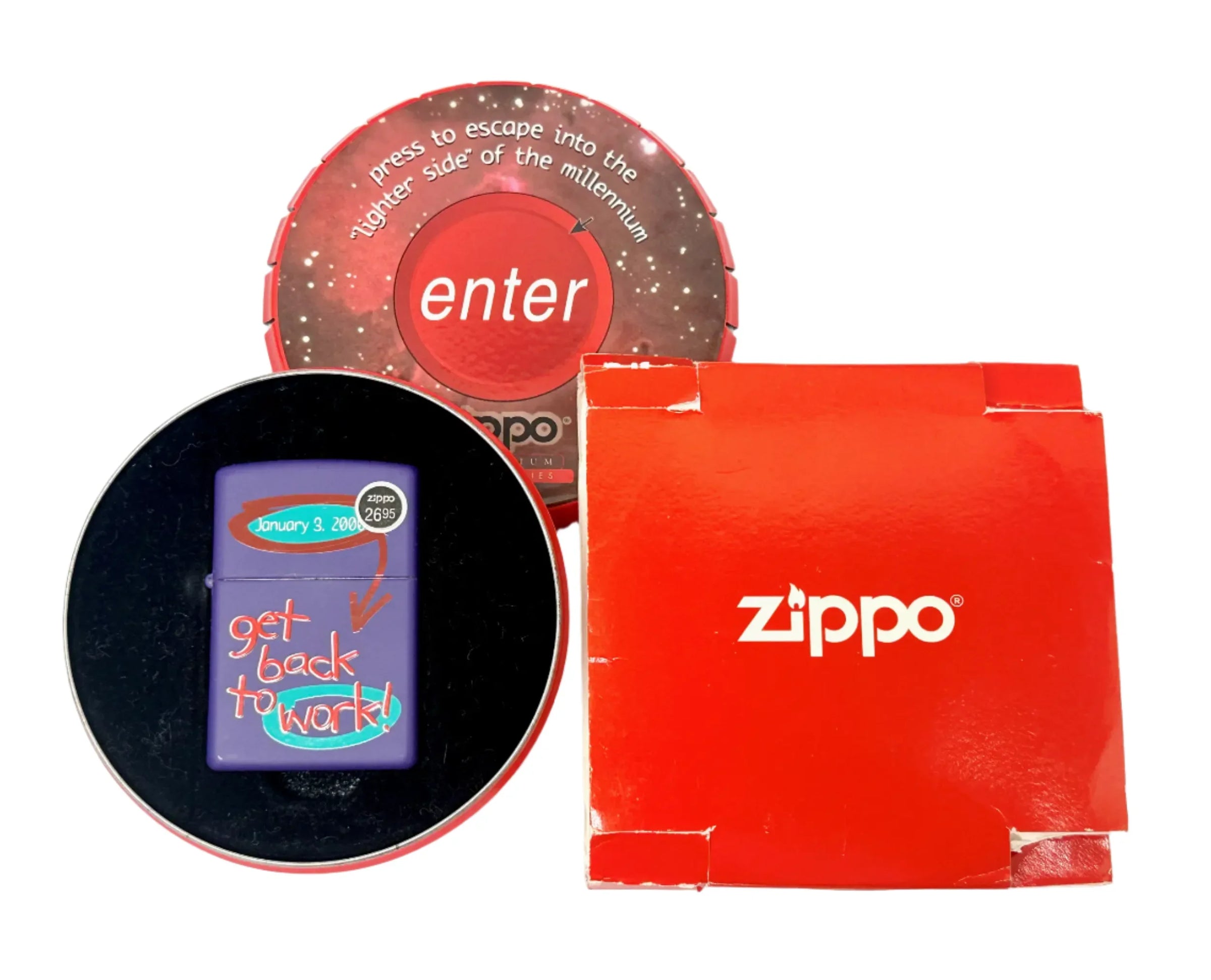 1999 Millennium Series Y2K Get Back To Work Zippo Lighter in