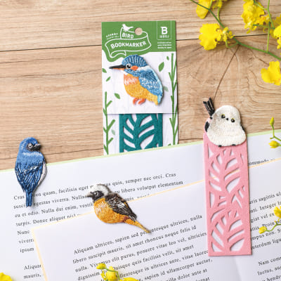 BIRD BOOKMARKER 刺繍しおり リーフ柄 カワセミ｜HISAGO ヒサゴ株式