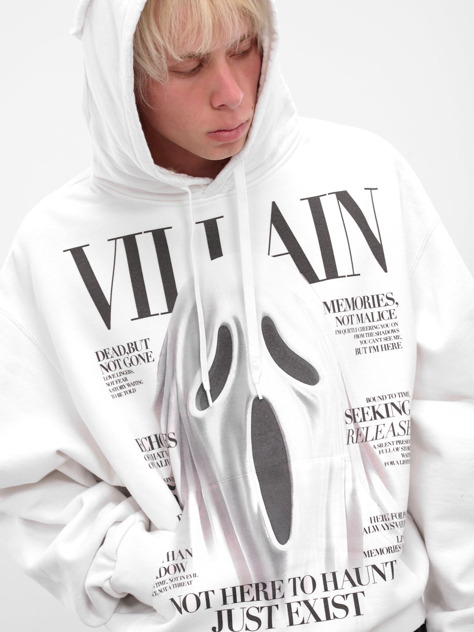 White Ghost Villain Hoodie (25AW47CS410-WHITE)