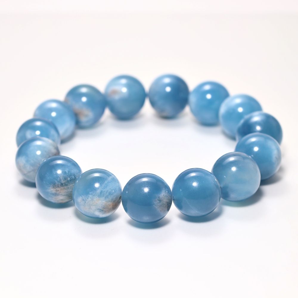 高品質]クラウドアクアマリンブレスレット（約15.5mm大玉！・ガーデン