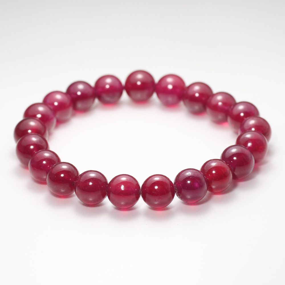 最高品質]宝石質ルビーブレスレット（約10mm玉） - 埼玉県吉川市の