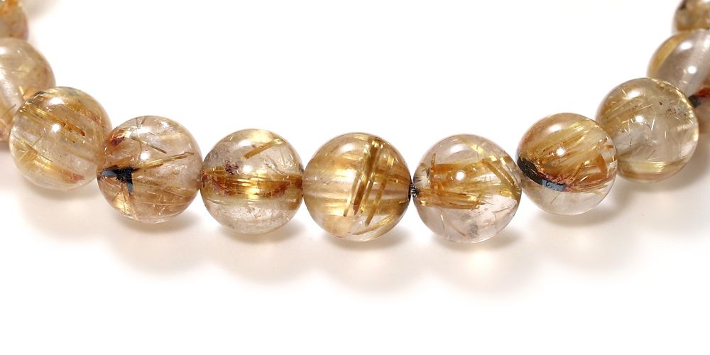 特別価格/3A++]太陽放射ルチルクォーツブレスレット（約7.5mm玉