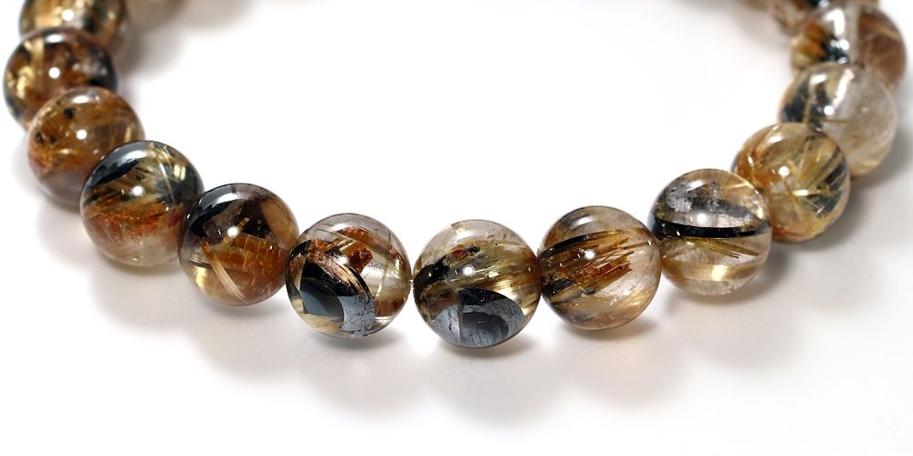 高品質++]太陽放射ルチルクォーツブレスレット（約9mm玉） - 埼玉県