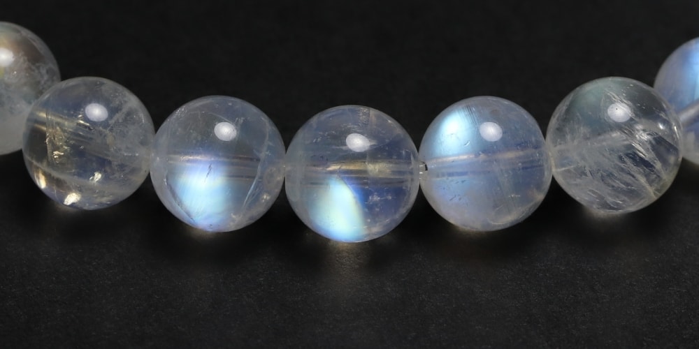 トップクォリティ]ホワイトラブラドライトブレスレット/レインボー