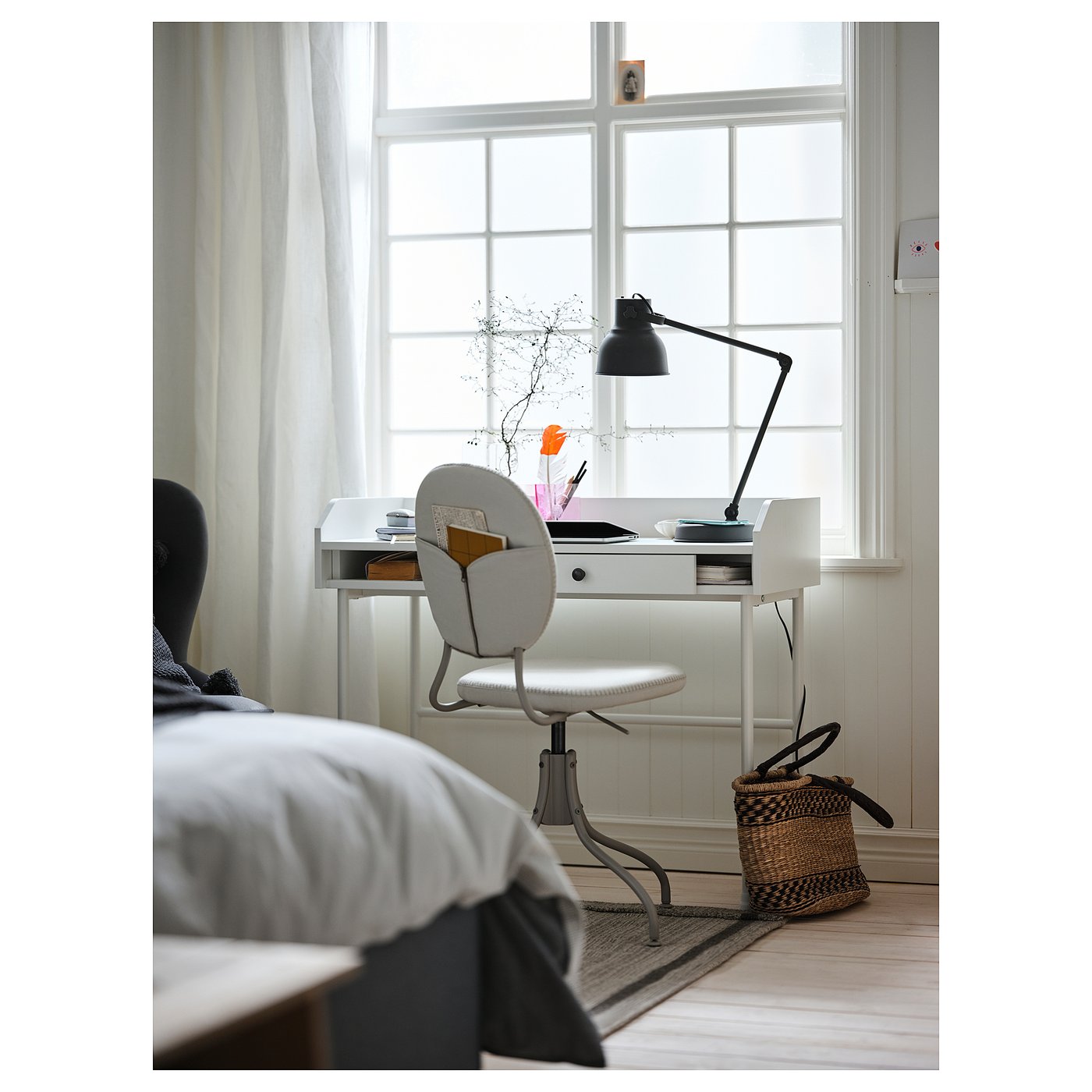 HAUGA ハウガ デスク, ホワイト, 100x45 cm - IKEA