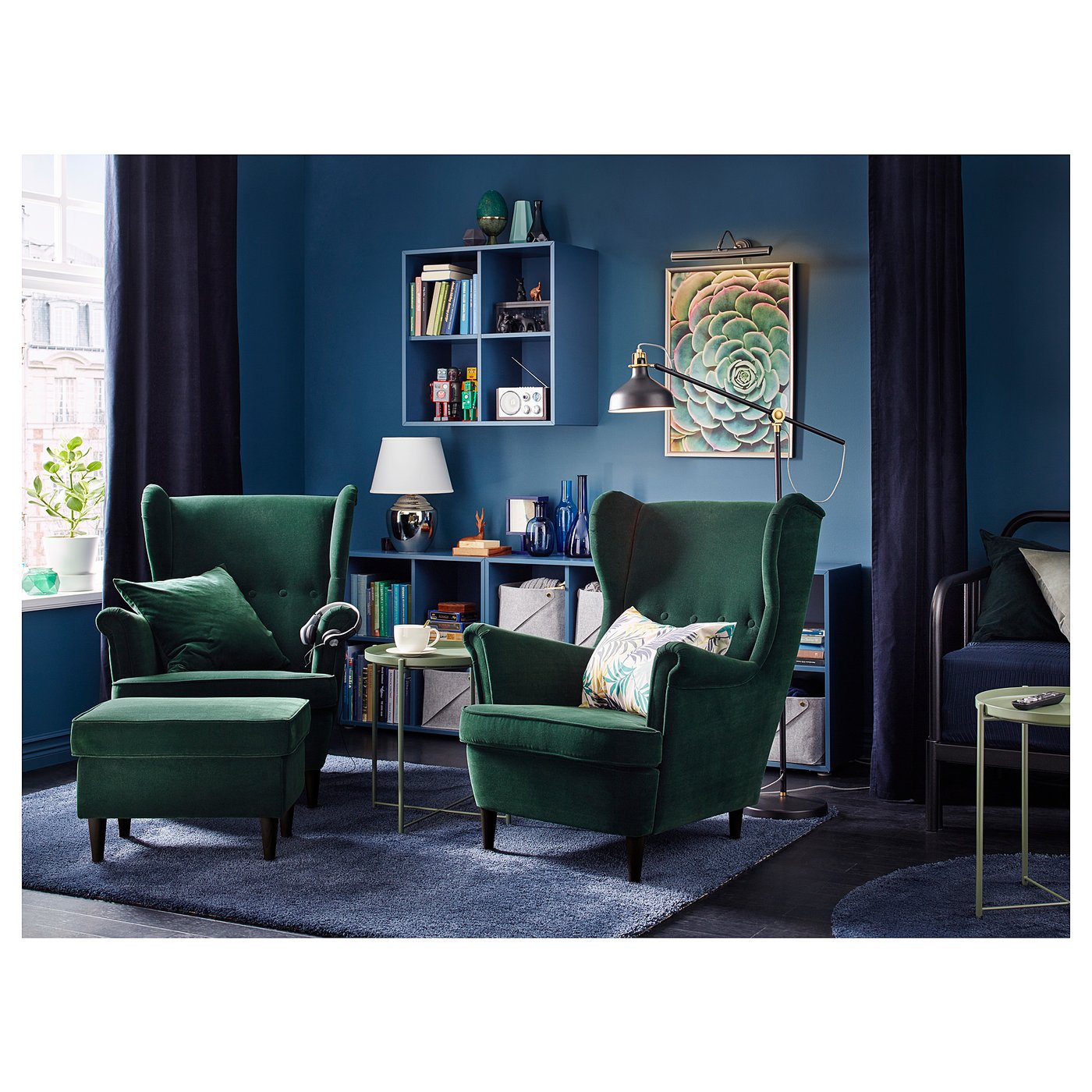 STRANDMON wing chair, Djuparp dark green - IKEA