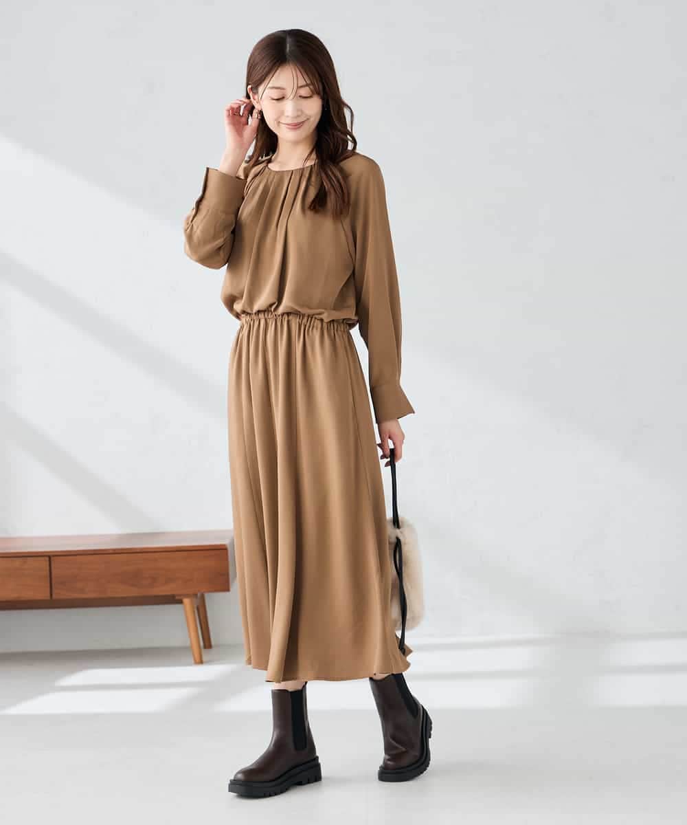 洗える】セットアップ見えサテンワンピース(ワンピース) | a.v.v(アー