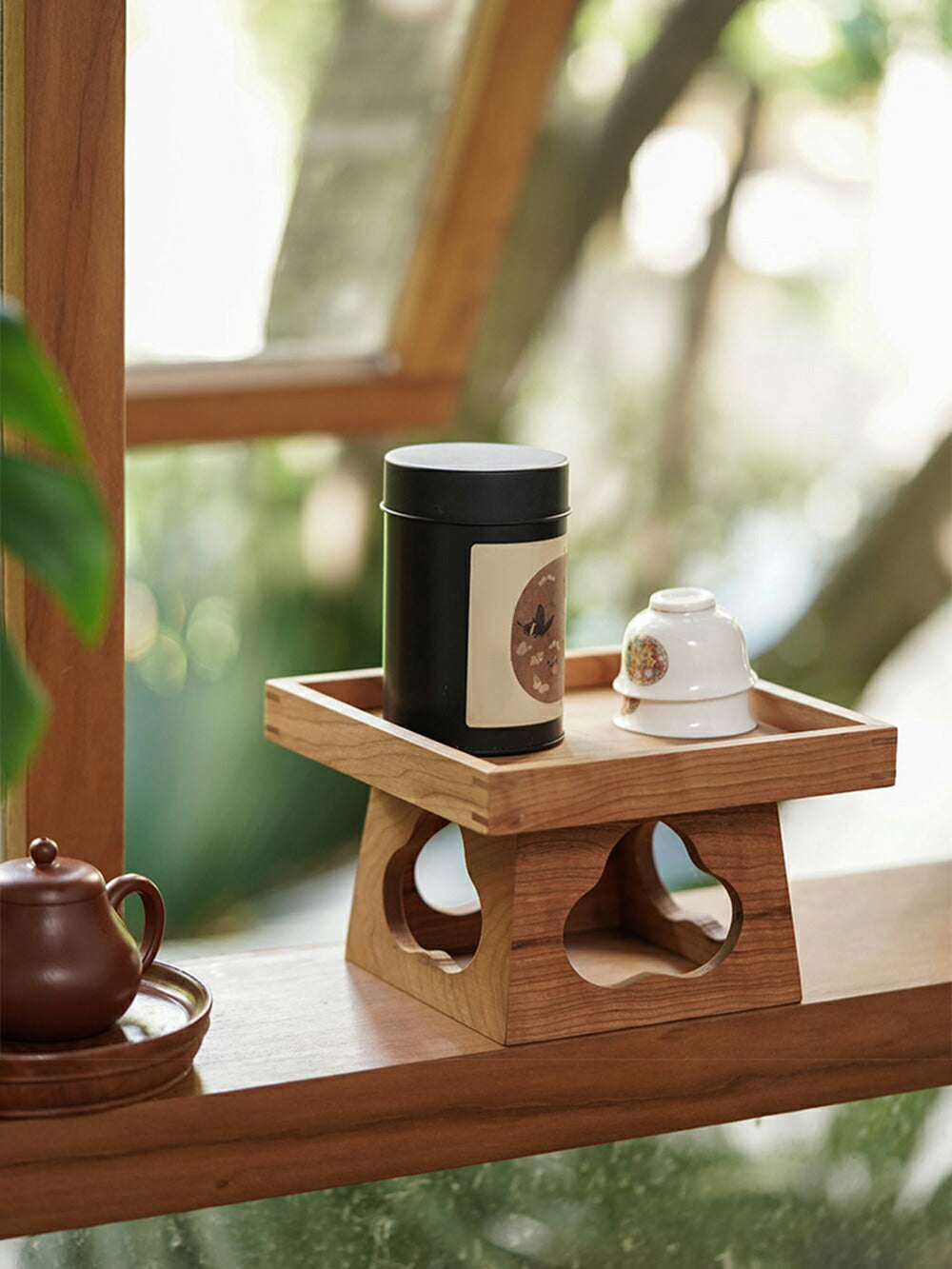 IwaiLoft 高台 木のトレー トレイ 正方形 角型 木台 ティートレー