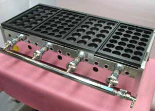 たこ焼き器 業務用 縁高・鉄28穴or大玉18穴x4連 即納可 地元大阪製造
