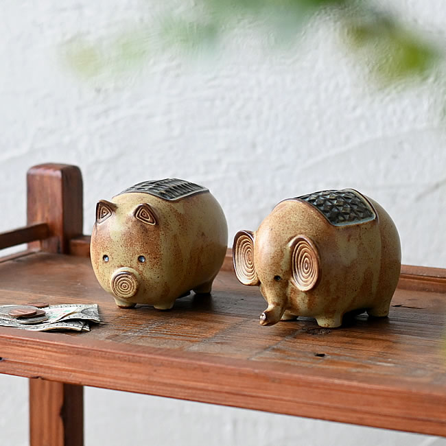 瀬戸焼のピギーバンク 動物の貯金箱 | ゼネラルストア オルネ
