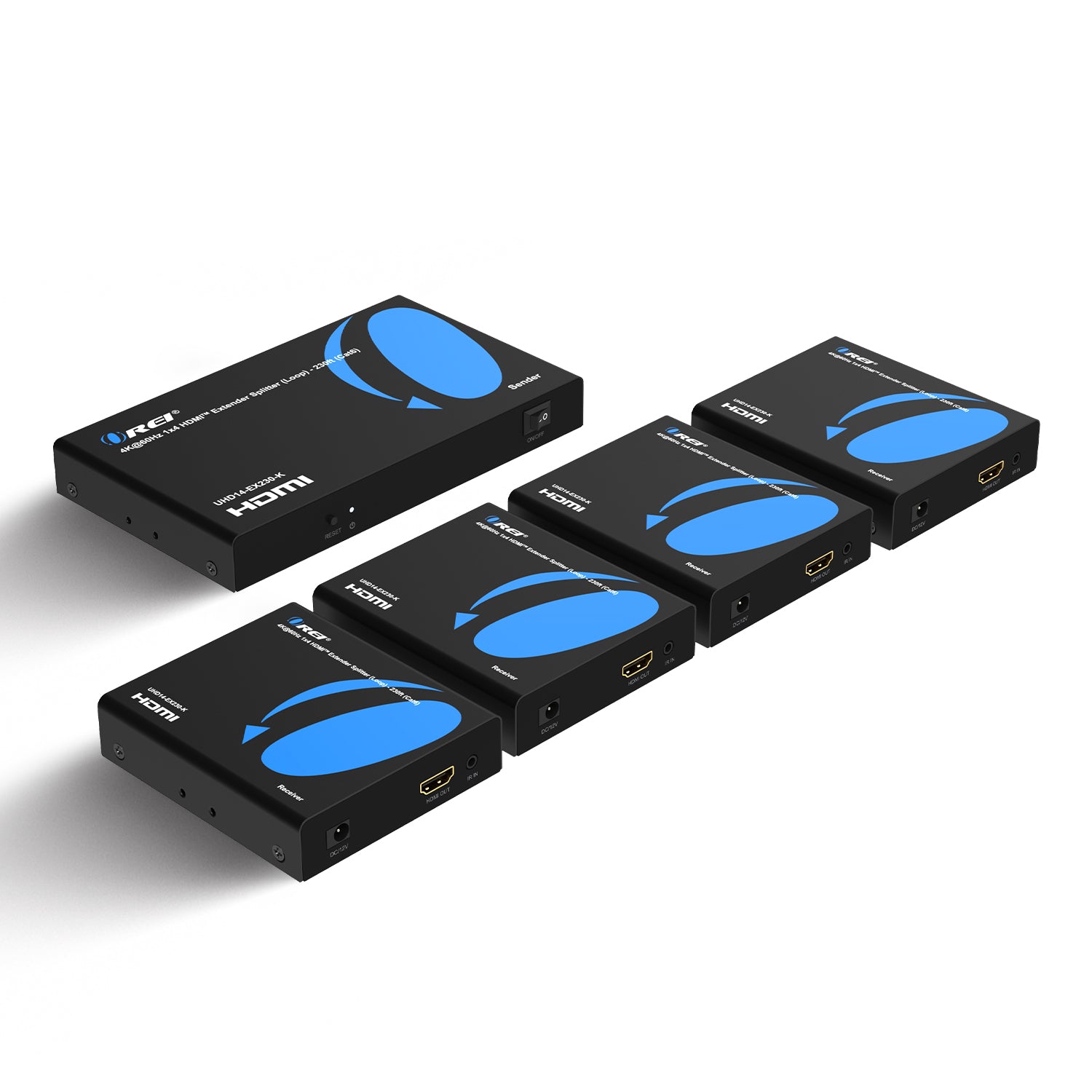 4K@60Hz 1x4 HDMI™ Extender Splitter (Loop) - 230ft (Cat6) (UHD14