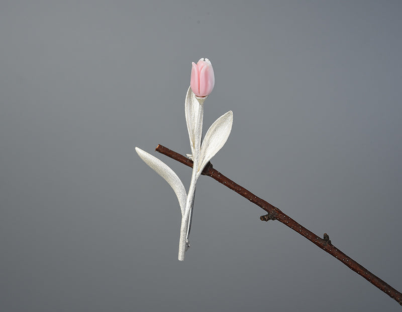Sterling Silver | Tulip Flower Brooch - Lotus Fun
