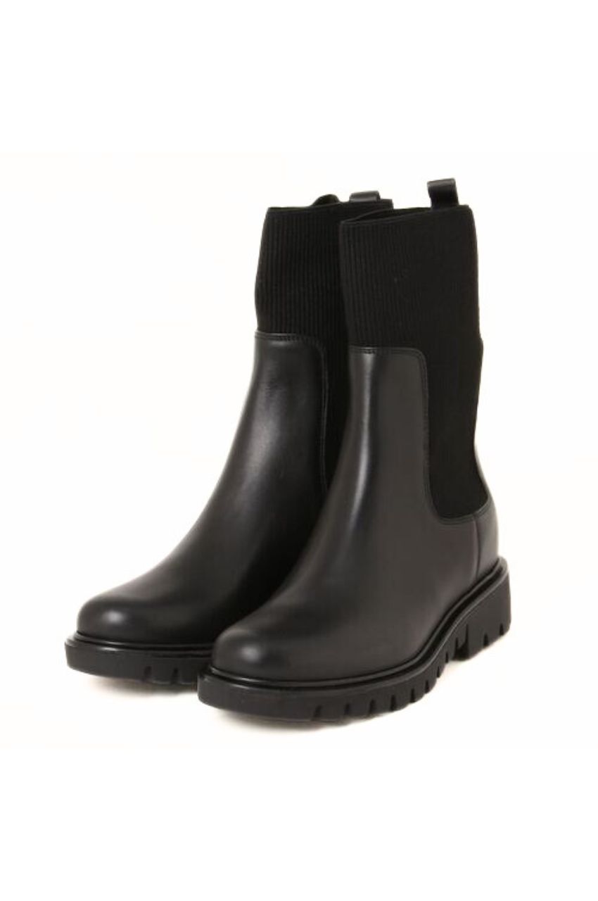 CORSO ROMA 9 - サイドゴアニットブーツ(ブラック)本革 / ラウンドトゥ