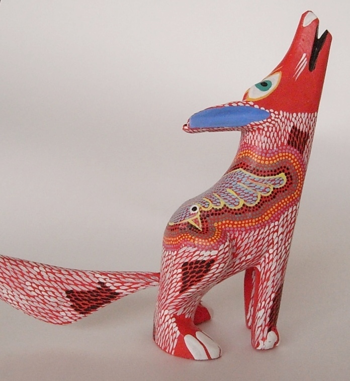 オアハカ・木彫り人形アレブリヘコヨーテ 大-中南米と世界の輸入雑貨