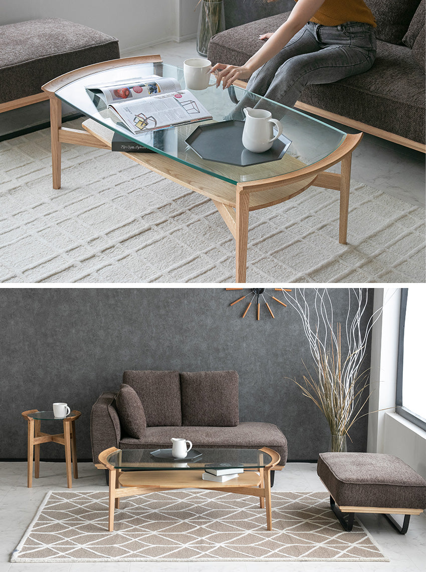 unico オーバル型 ローテーブル センターテーブル コーヒーテーブル