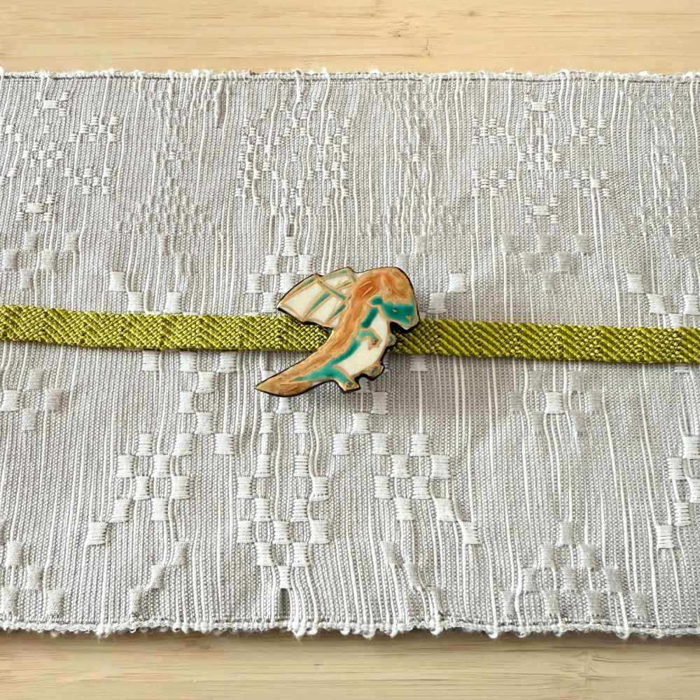 もたはんオリジナル五福さんの帯留め「エメラルドドラゴン」 | 普段着