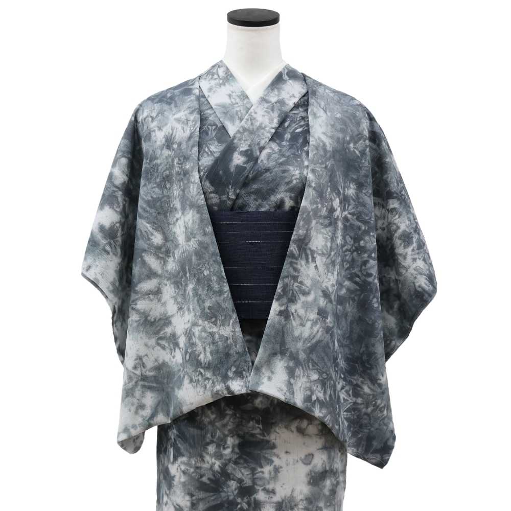洗える木綿着物｜綿縮緬「墨ムラ染め」綿100％｜ひでや工房 | 普段着
