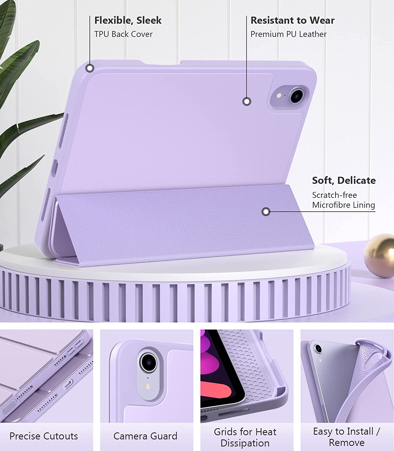 MoKo iPad Mini 6 Case with Pencil Holder (8.3 Inch,2021 Model