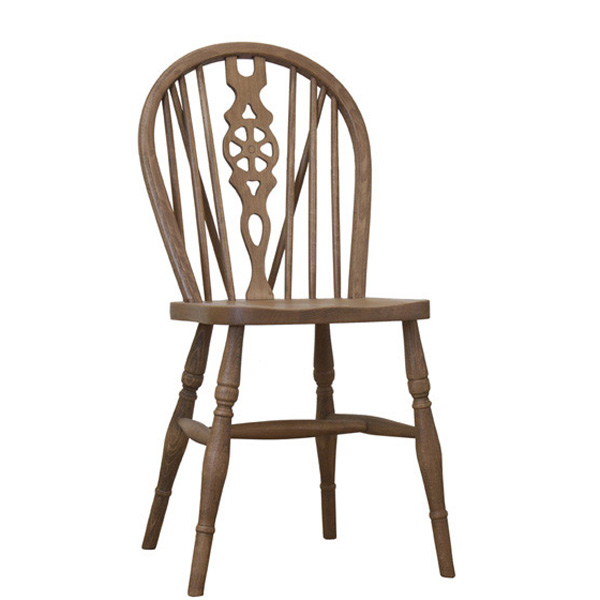 英国アンティーク木製ホイールバックチェア/ダイニングイス/椅子(89