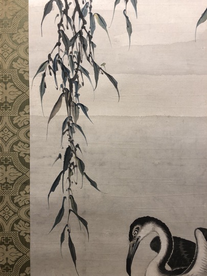 熊代熊斐 柳鵜図｜古美術・掛け軸の販売・買取・鑑定-松本松栄堂