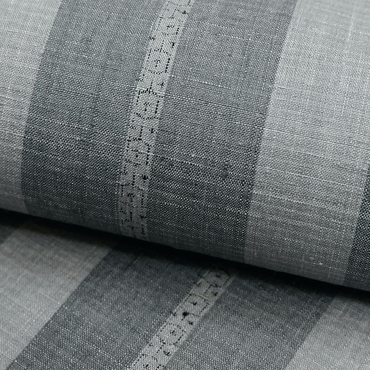 本場結城紬 地機織 手織り真綿紬 80亀甲【縞】 [241201-yu-1