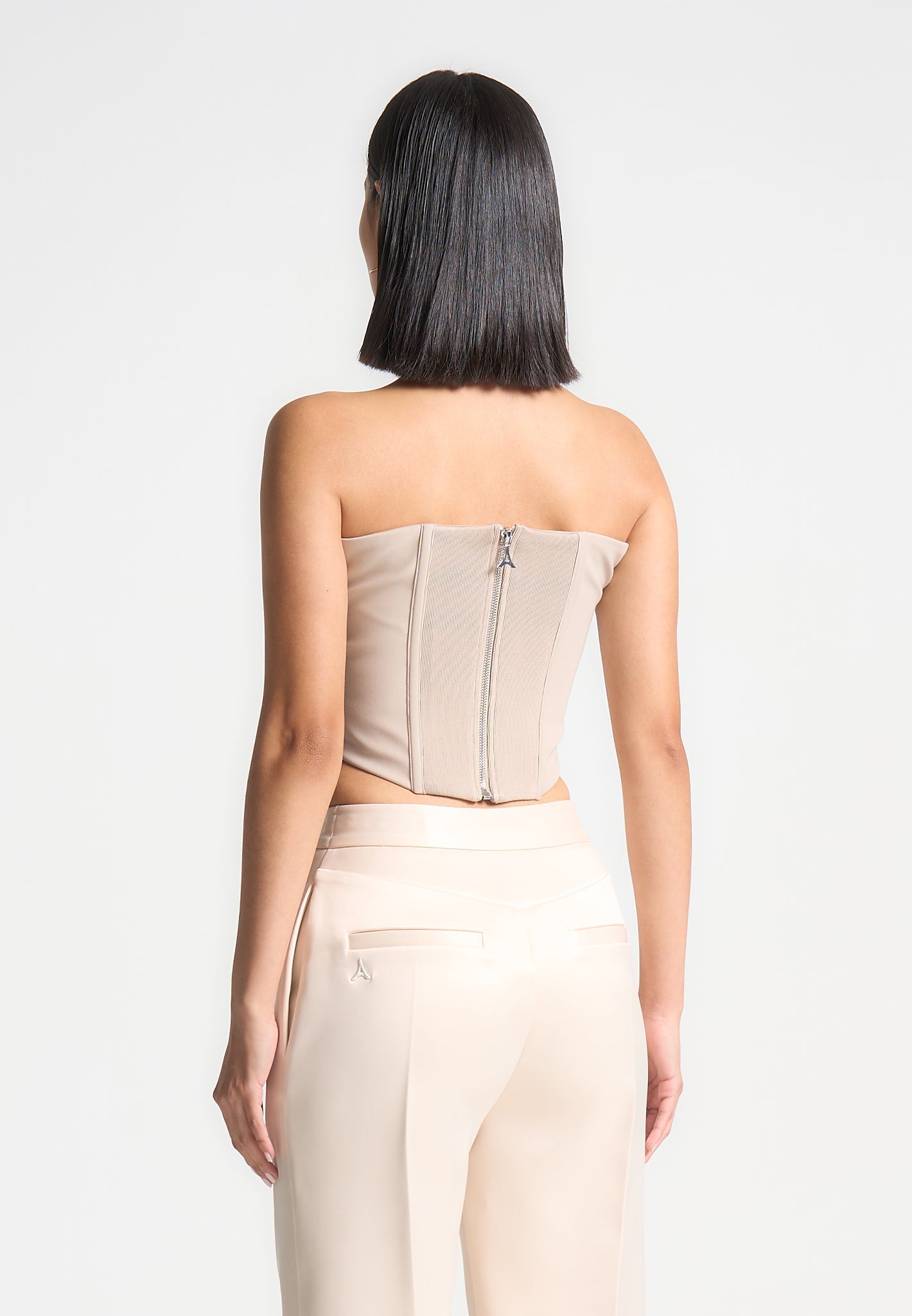 Cora - Satin Pintuck Bandeau Corset Top - Champagne | Manière De Voir