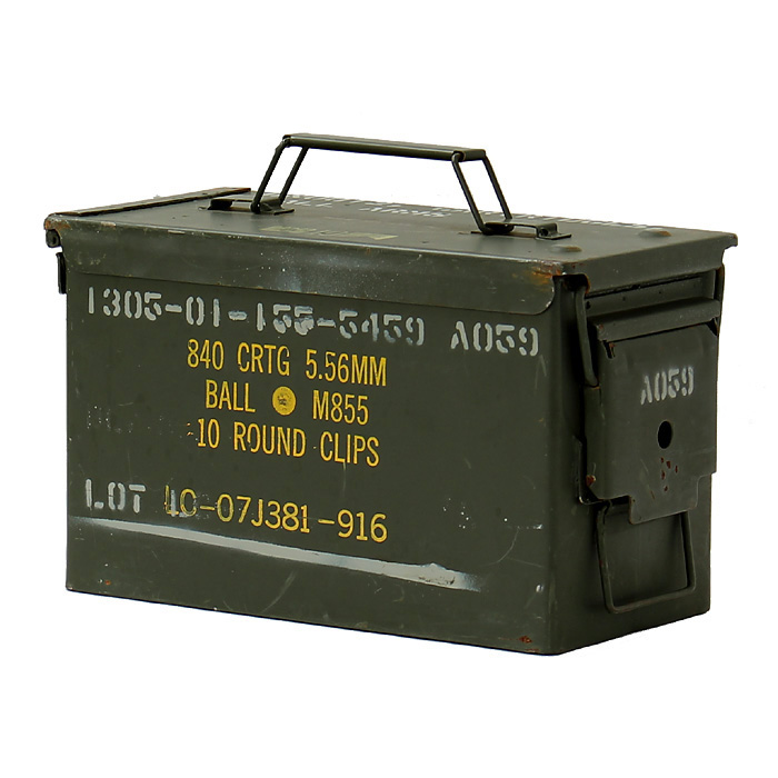 US(米軍)現用 AMMO BOX(弾薬箱)/50 Cal(12.7mm弾)用/NATO・UN調達品