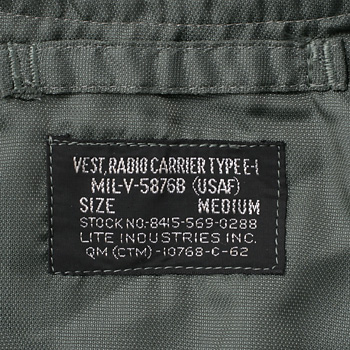 USAF E-1 ラジオベスト/Radio Carrier(5876B)1962年製/BOX付/実物・未使用
