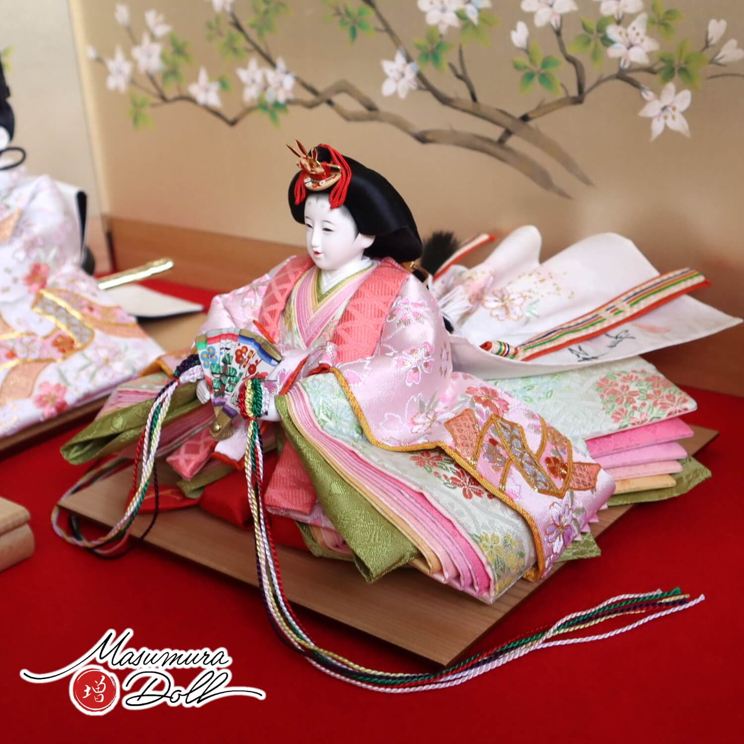 最新作 小出松寿作十一番 金彩京刺繍 金駒「桜刺繍と熨斗目に梅」宝永