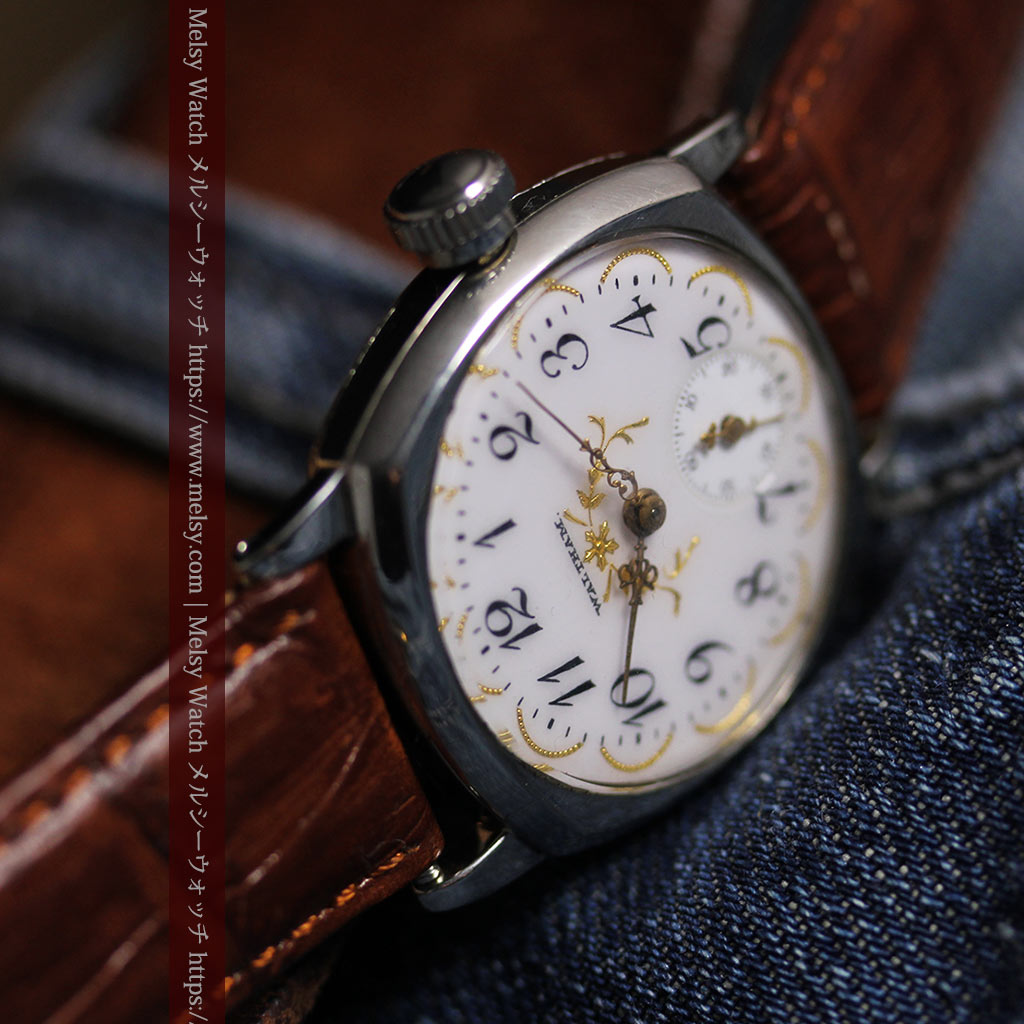 ウォルサムのアンティーク腕時計 美しく輝く針と文字盤の金模様 【1900