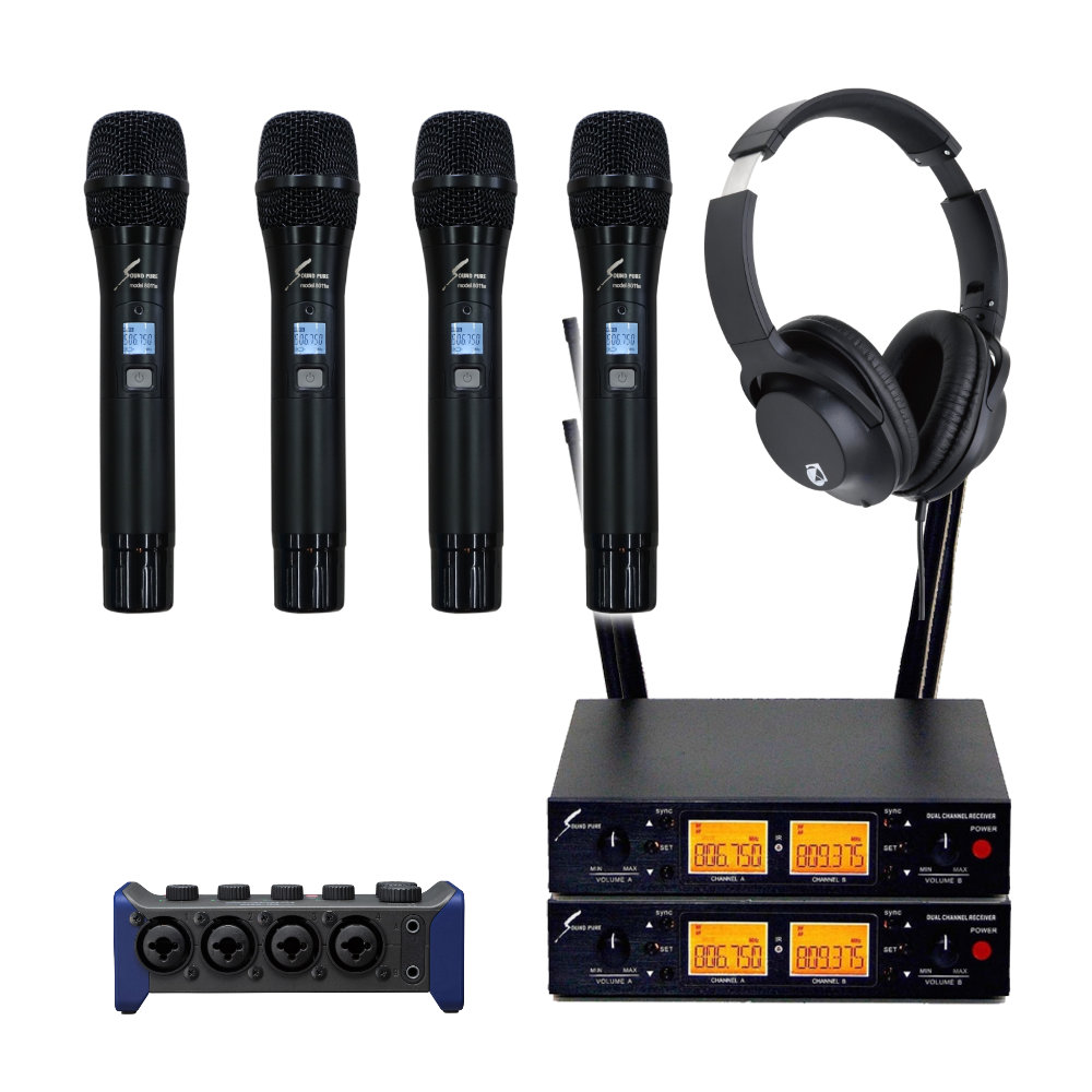 ZOOM 超小型オーディオインターフェイス AMS-44(ワイヤレスマイク4本付