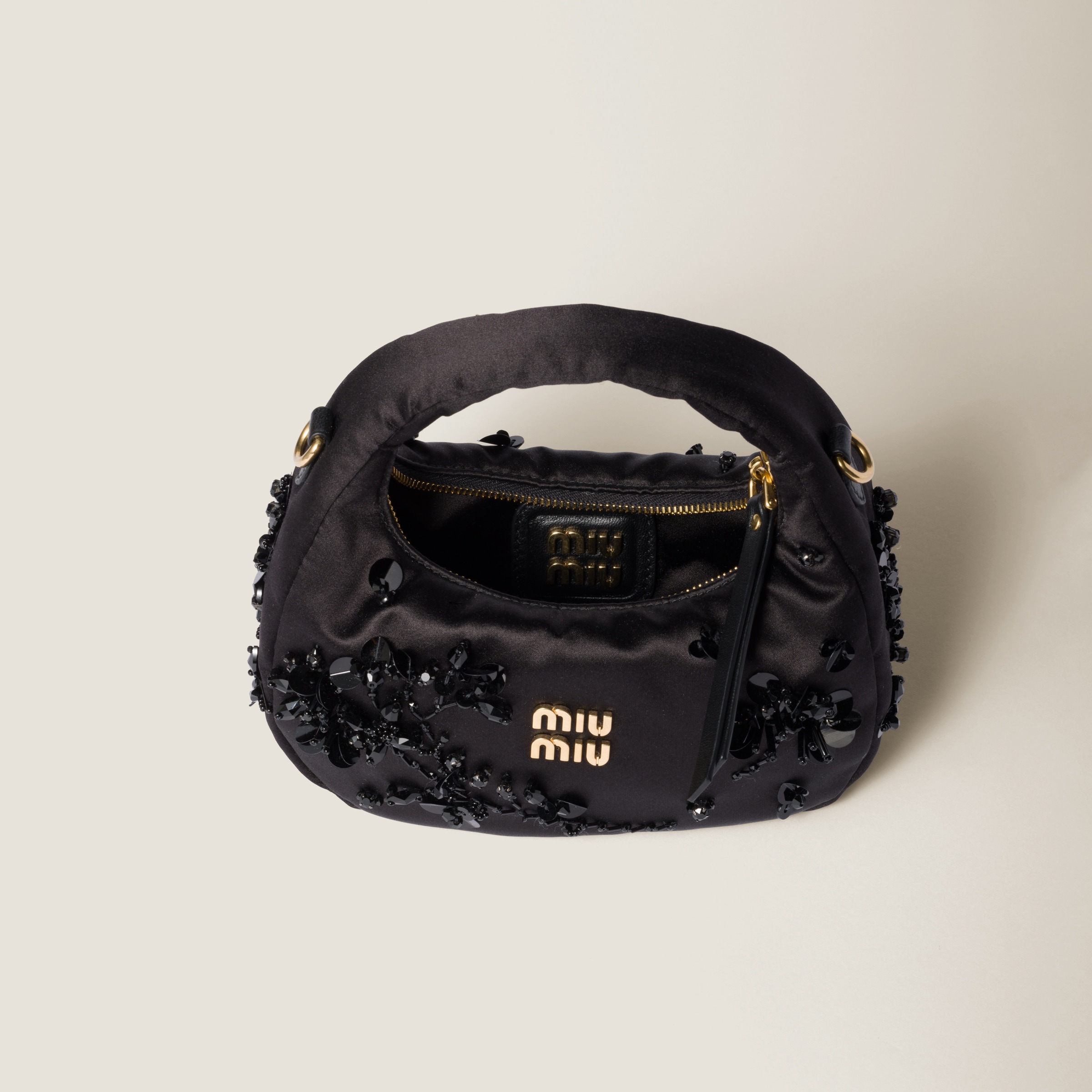 Black Wander Embroidered Duchesse Mini-bag | Miu Miu
