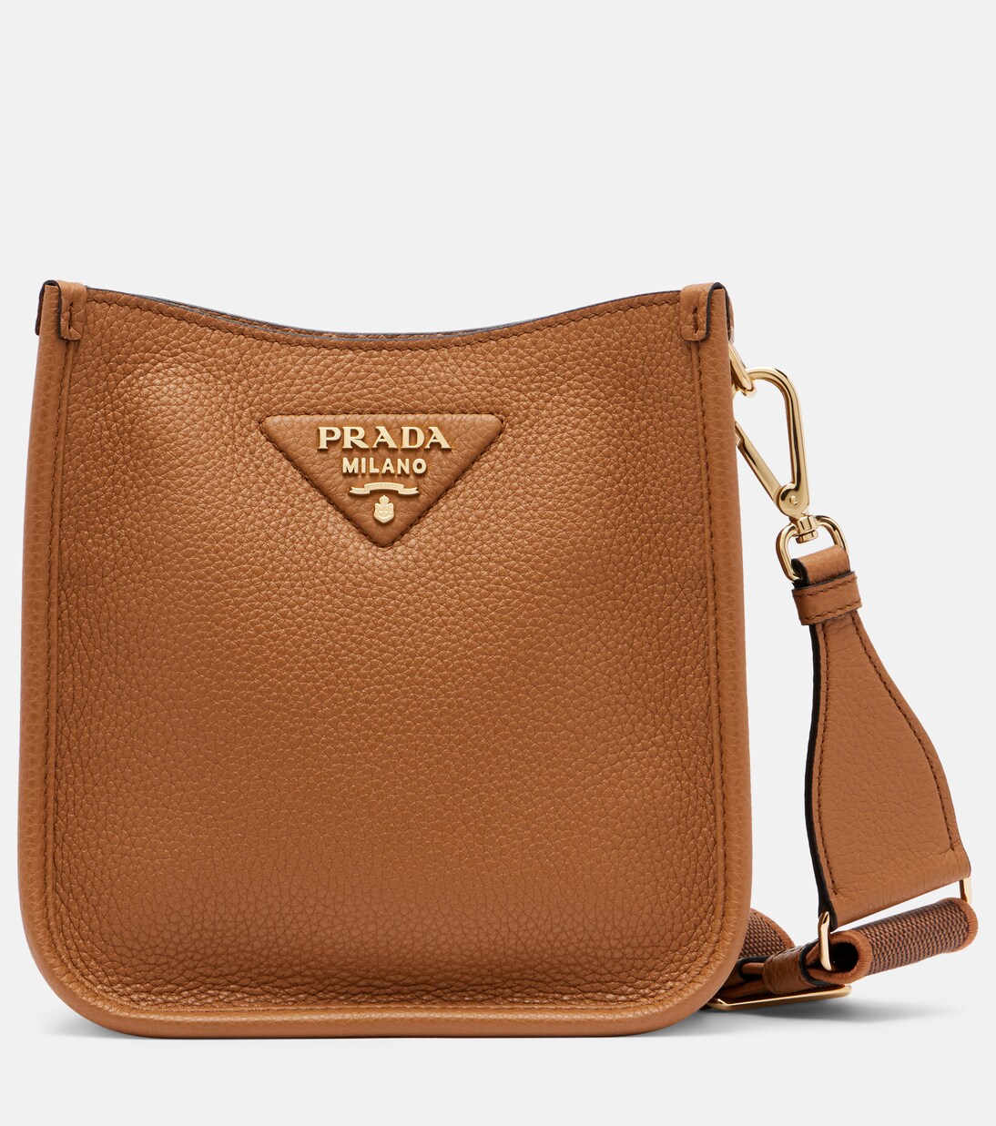 Mini leather shoulder bag in brown - Prada | Mytheresa